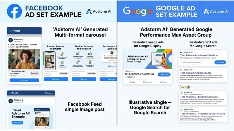 Adstorm Review: 10X Faster Your Ad Results Without a Team Adstorm Review — Complete Ad Set Example for Facebook and Google